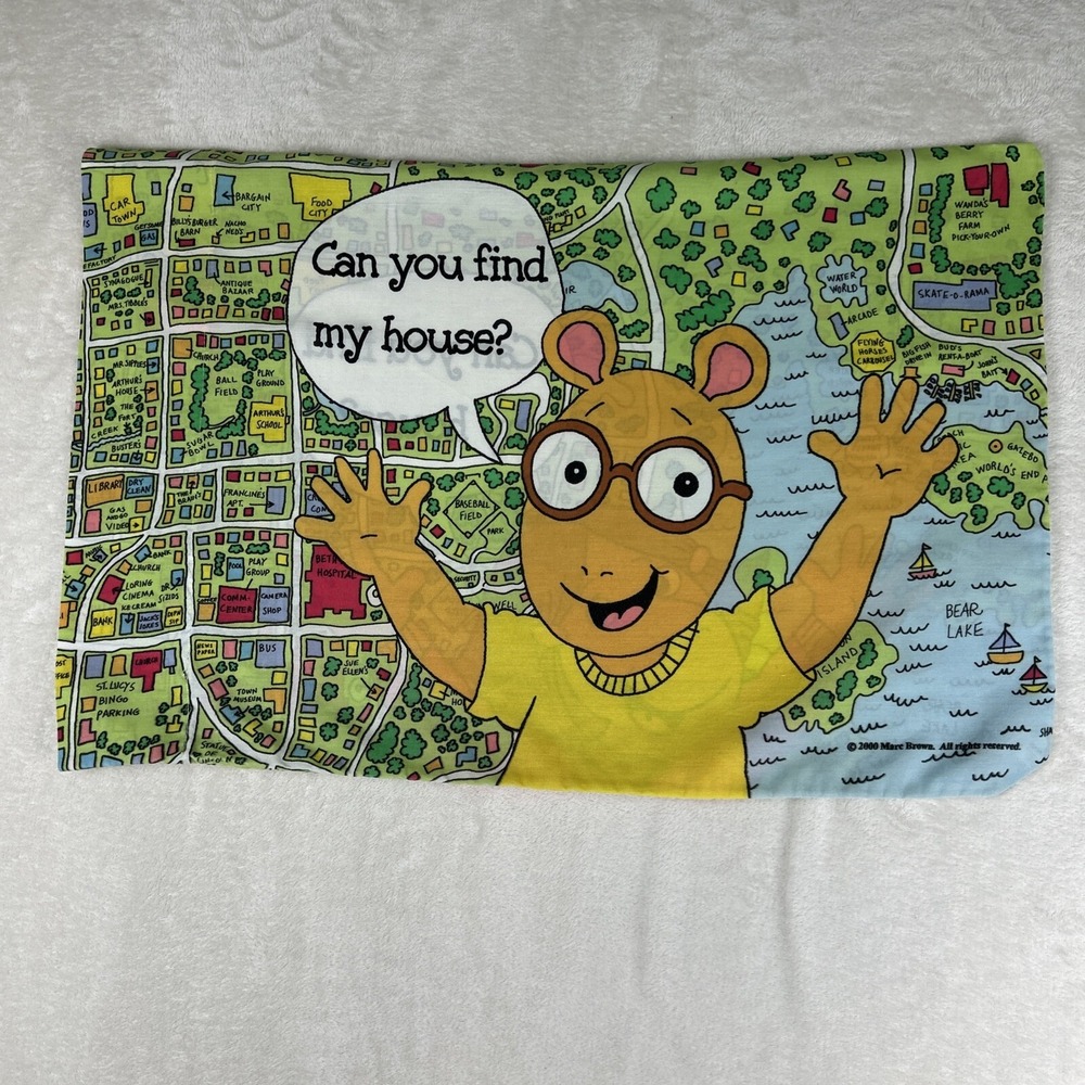 Arthur the Aardvark Francine Vintage 2000 Pillowcase Can You Find My House?